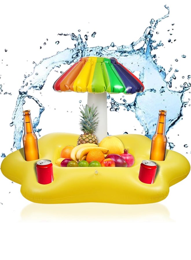 تابيت حامل مشروبات عائم قابل للنفخ لحمام السباحة، 4 فتحات، بار عائم، عوامات مشروبات، صينية طعام مائية للبالغين، شاطئ، حوض استحمام ساخن، حفلة سباحة، يحمل الفاكهة والمشروبات والوجبات الخفيفة، شجرة فطر - Image 1